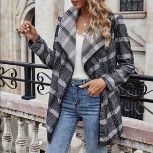 🔥FLASH SALE Plaid pattern open front coat